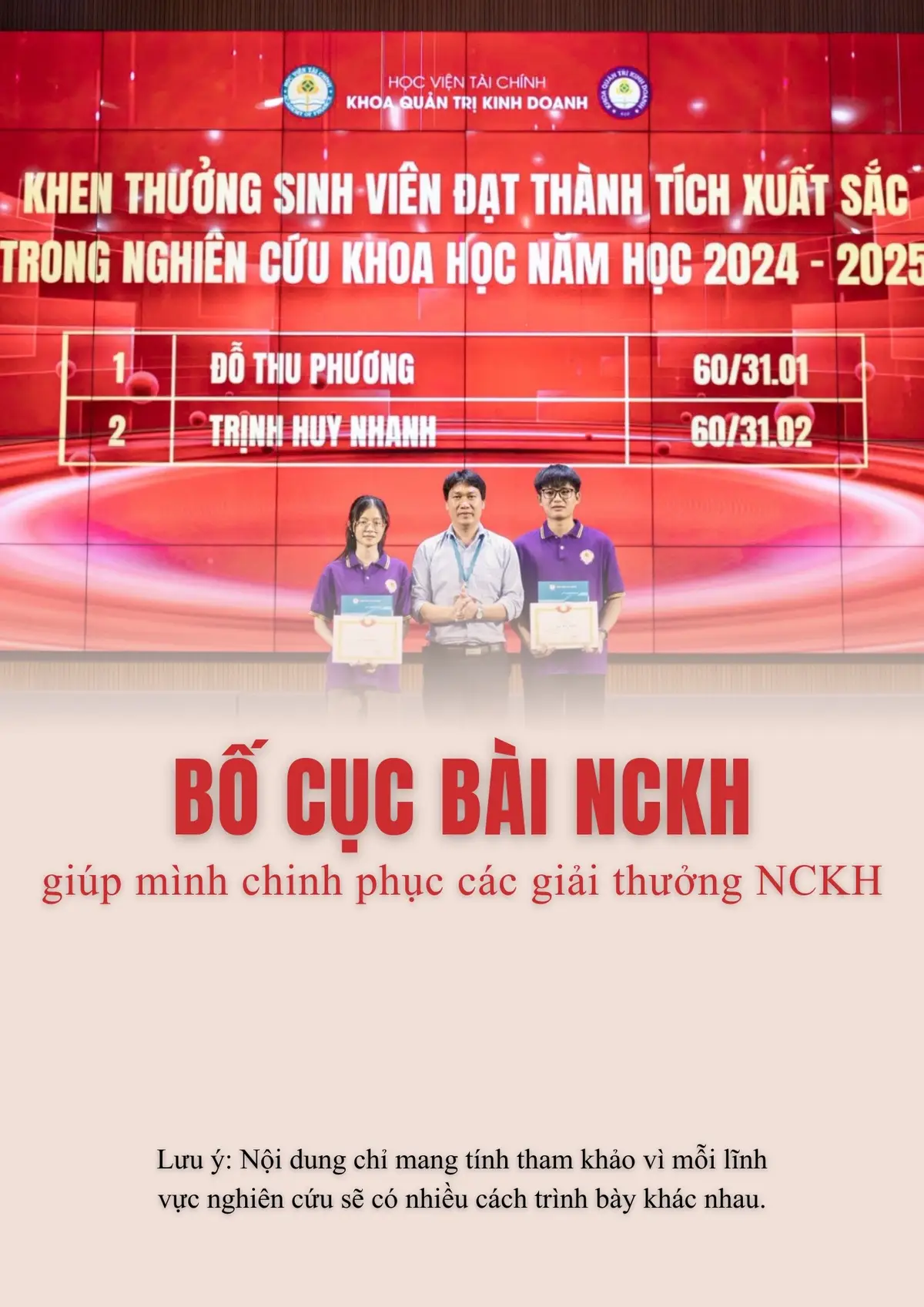 Vì có khá nhiều bạn hỏi nên mình share cho các bạn cần cùng tham khảo luôn nh. Mỗi lĩnh vực nghiên cứu có rất nhiều cách trình bày khác nhau nên bố cục này chỉ mang tính chất tham khảo. Bạn nào muốn xem bài đạt giải thì ib mình nh #nckh #nghiencuukhoahoc #sinhvien #aof #viral