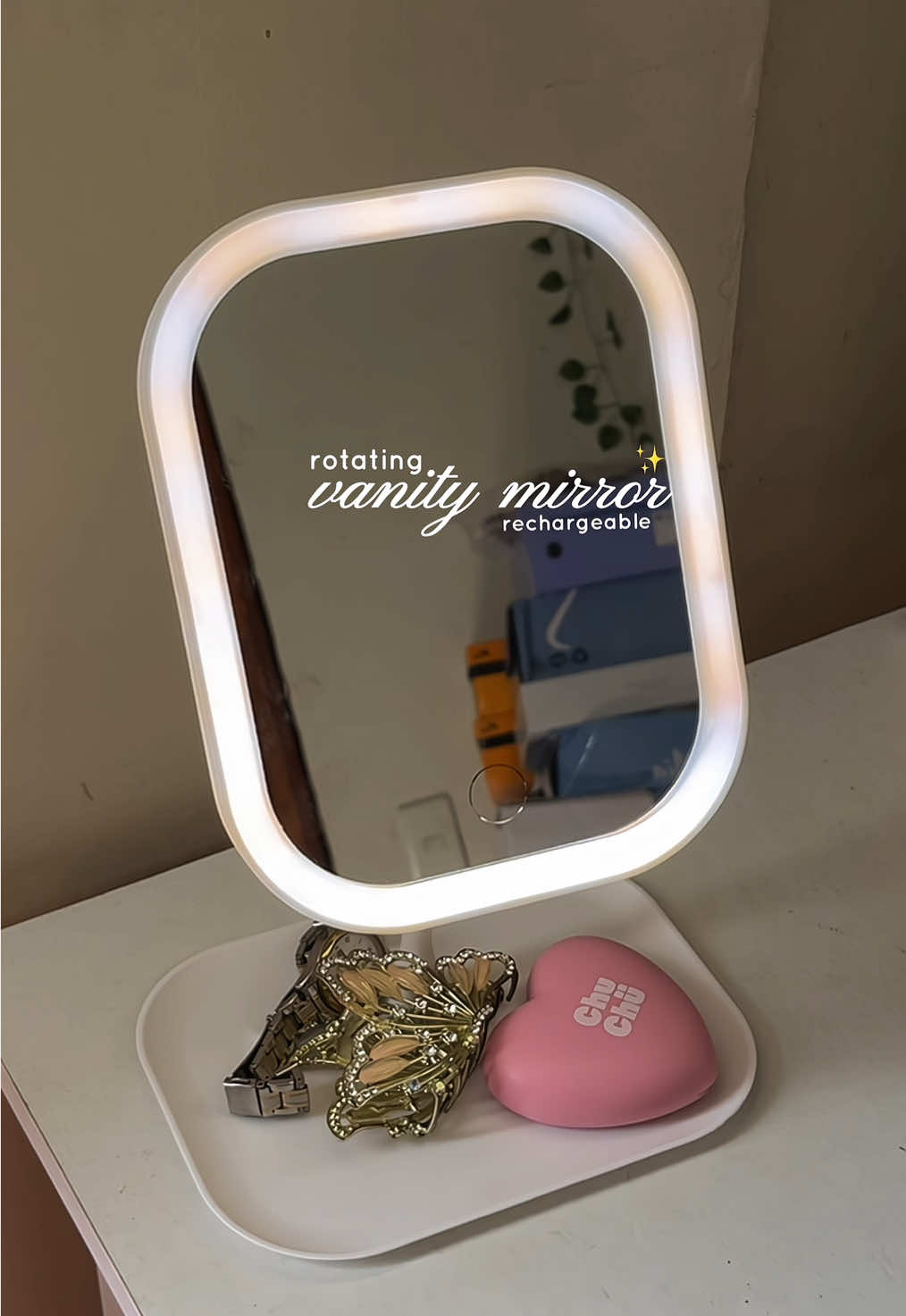 vanity mirror with light 💡🪞 #mirrorwithlights #vanitymirror #minimirror #vanitysetup #mirror 