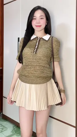 Áo polo len lưới siu xinh #xuhuong #phoidoxinh #OOTD #oufit 