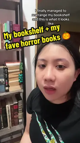 Sharing my bookshelf that I just rearranged and my favorite horror books I own #libraries #personallibrary #horrorbooks #bookshelftour #bookshelf 