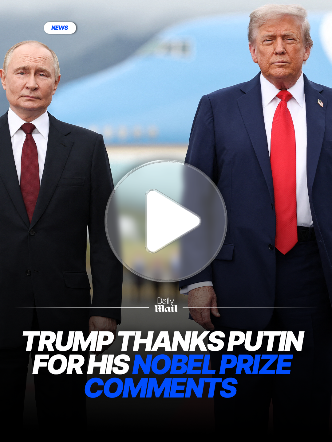 Donald Trump has thanked Vladimir Putin for saying the US President is too good to be awarded the Nobel Peace Prize after he missed out on the prestigious honour despite brokering peace in Gaza.  The Russian leader was quick to praise Trump after Venezuelan opposition politician Maria Corina Machado was named as the peace prize laureate.  'I don't know whether the current US president deserves a Nobel Prize. But he's truly doing a lot to resolve complex crises that last for years, even decades.  'But, I repeat, it is not for me to decide whether this is worthy of a prize or not, and whether this prize is worthy of achievements of this kind. That said, the credibility has largely been lost.' Trump responded by thanking Putin in a post on his Truth Social platform. #donaldtrump #nobelprize #prize #putin #thanks
