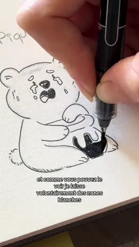 11. Piqûre 🐝 : Tuto dessin d’un ours qui mange du miel et se fait piquer par une abeille #inktober2025 #tutodessin #drawing #doodle #sketchbook 