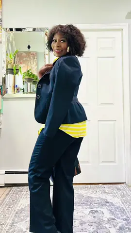 Power dressing with a pop of sunshine ✨💛 This navy suit gets a bold upgrade with a bright yellow striped shirt — the perfect mix of classic and playful. Paired with sleek flats and a statement bag, it’s giving boardroom confidence meets effortless chic. Because who says workwear can’t be fun? 😉 #PowerLook #EffortlessStyle #ChicAndConfident #OOTD #kathlifestyle 