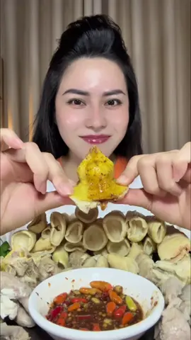 Phao câu gà ta + măng nứa bắp #ancunggiao #mukbang 