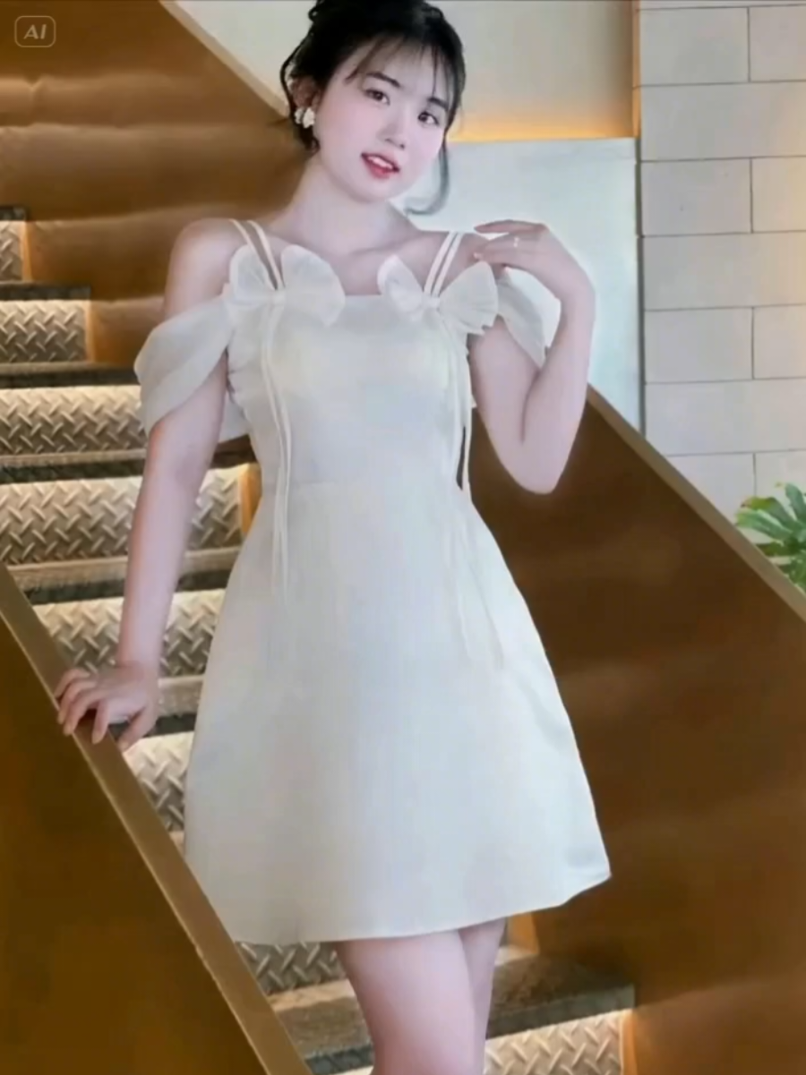 Váy Dự Tiệc Trễ Vai đính nơ dây##váythiếtkế #váydutiec #đầmthietkecaocap #xuhuongtiktok 