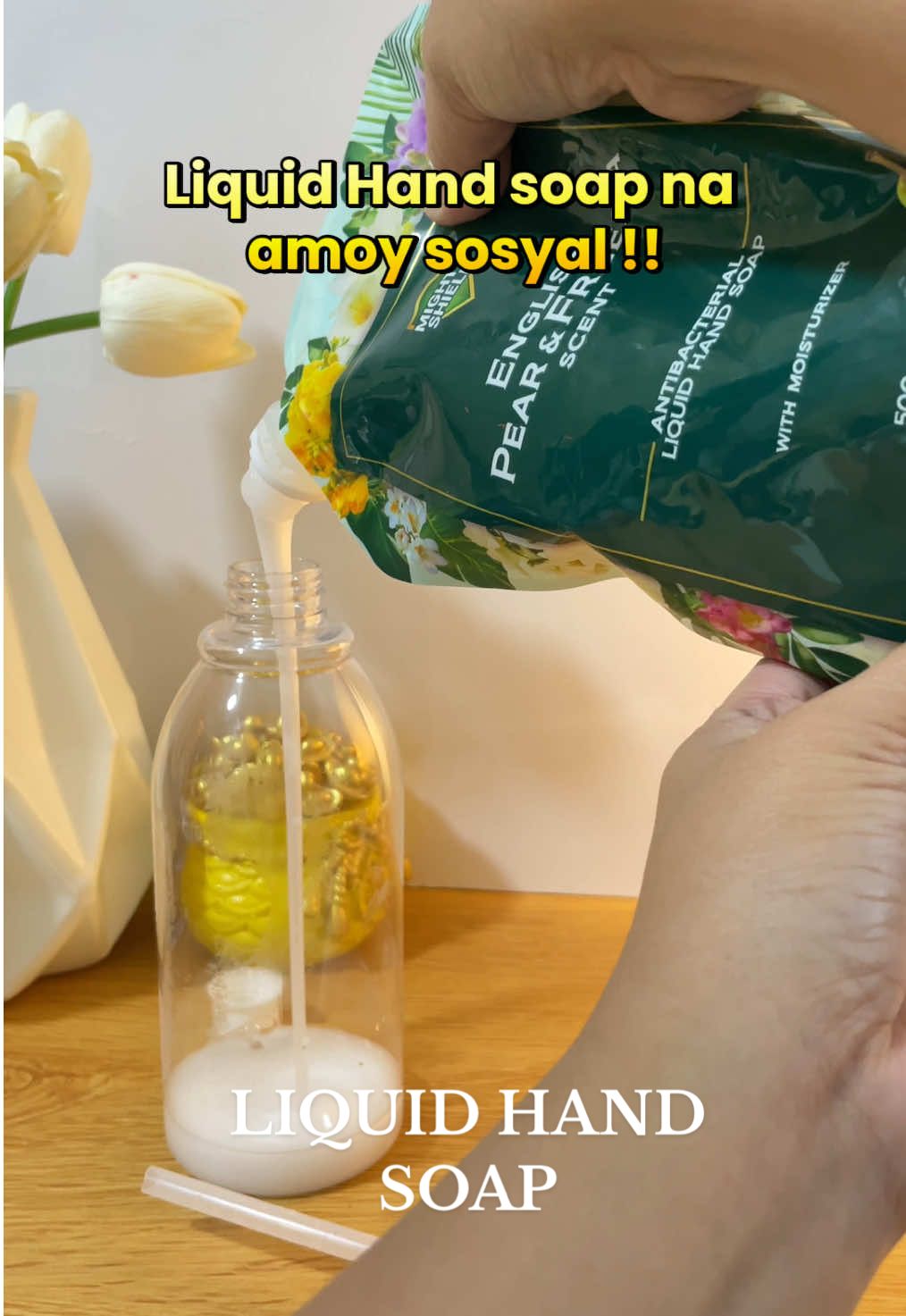 Mighty hand soap. English Pearl and freesia scent. #mightyshieldenglishpearhandsoap #liquidhandsoap #liquidsoap #fyp 