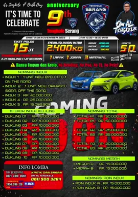 Anniversary 9 Tahun Tengkele Kota Serang yuk ramaikan Sahabat #omaltengkele  #mancing