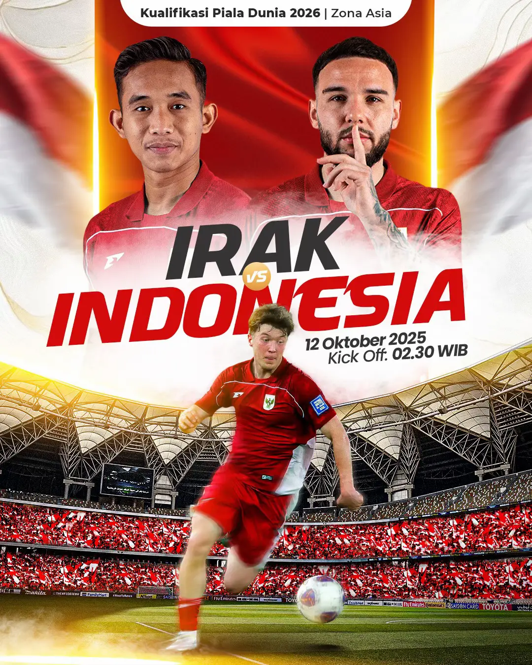Doa dan dukungan masyarakat Indonesia akan menjadi tambahan semangat Timnas Indonesia untuk memberikan yang terbaik melawan Irak. Bertanding dengan penuh keberanian dan kebanggaan untuk Indonesia. Semangat Garuda! 🇮🇩🔥 #timnasindonesia  #KitaGaruda 