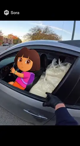 Dora the Explora caught with coca…. Uhm flower #mrwas #sora2 #aicarpool #dora 