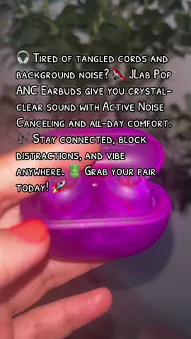 🎧 Tired of tangled cords and background noise? 🔇 JLab Pop ANC Earbuds give you crystal-clear sound with Active Noise Canceling and all-day comfort. 🎶 Stay connected, block distractions, and vibe anywhere. 🔋 Grab your pair today! 🚀 #curatedtiktokshop 