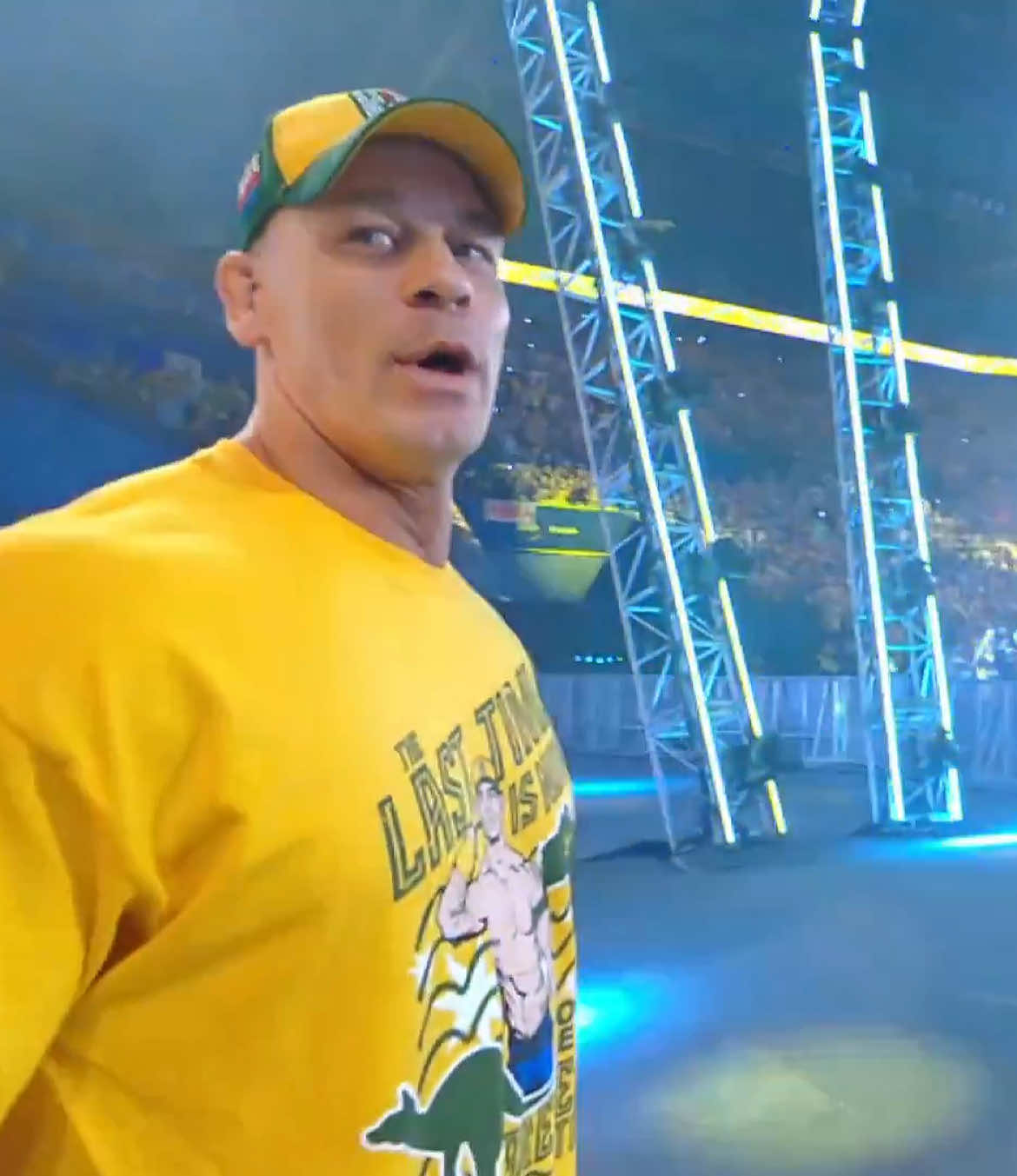 Making his entrance for the 5th from final time... JOHN CENA ARRIVES IN AUSTRALIA 🚫🖐️ #johncena #crownjewel2025 #WWE #wwefan 