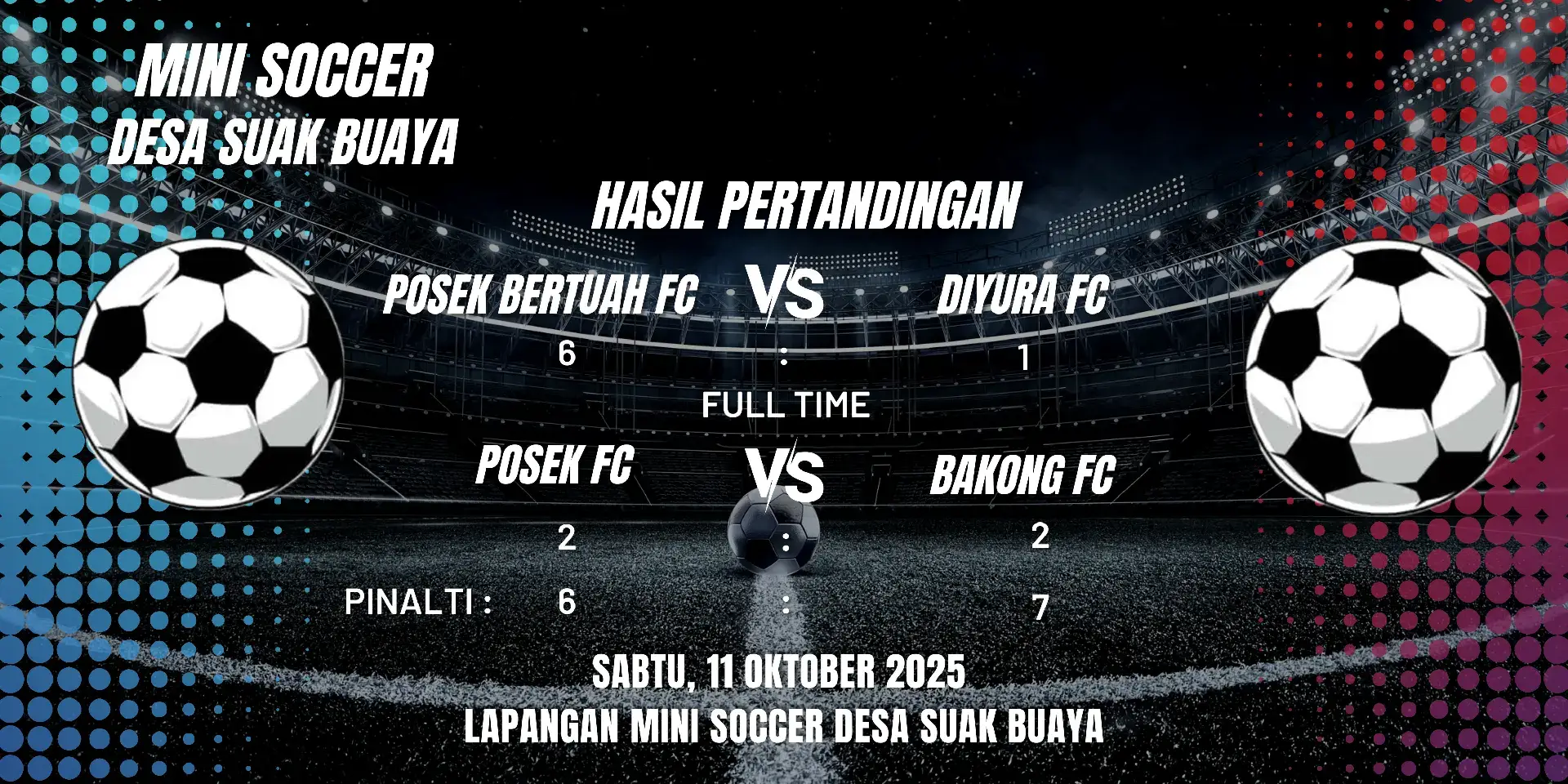 hasil pertandingan hari ini guys.  Selamat bermalam minggu guys, yang belum ada pasangan tetap semangat. 😁😁 #fyp #videolahraga  #minisoccer  #tiktok  #videoviral 