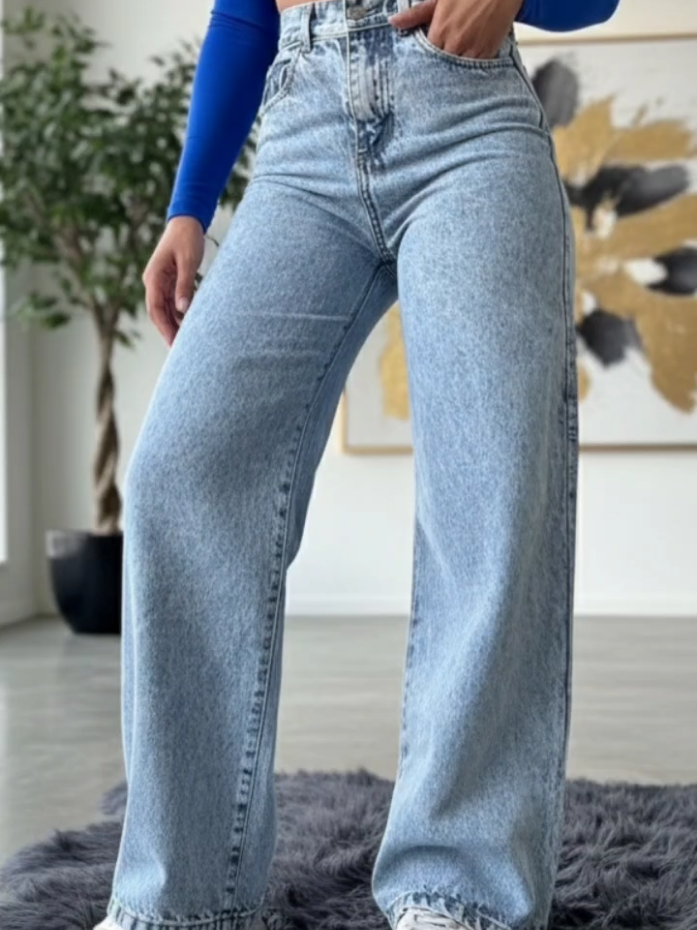 Link 14 da bio - Calça Jeans Feminina Wide Leg Marmorizada Cintura Alta sem Lycra Shopee#modafeminina #calçajeans #wideleg #comprasonline #modabrasil 
