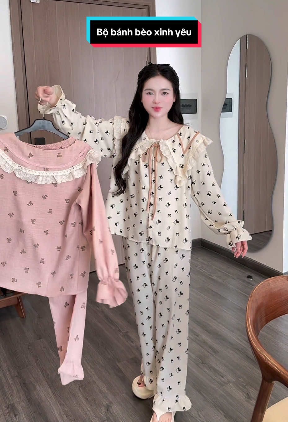 Bộ bánh bèo xinh mặc nhà chất siêu đẹp