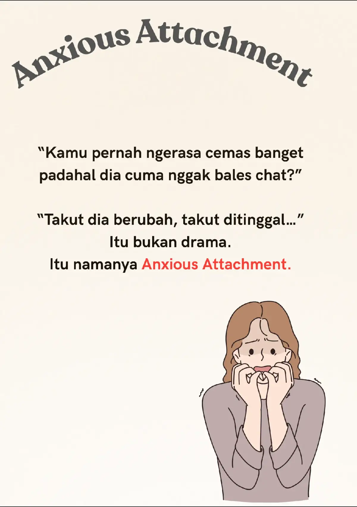 Kadang rasa cemas itu bukan karena kamu posesif, tapi karena dulu kamu nggak pernah benar-benar merasa aman. Sekarang, kamu boleh istirahat. Nggak semua yang kamu jaga bakal hilang. 🌿 #MentalHealth #anxiousattachment #selfhealing #HealingJourney #relationshipawareness 
