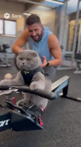 #sora2 un chat qui fais du sport à la salle 😂 #ia #ai #chat #cat 