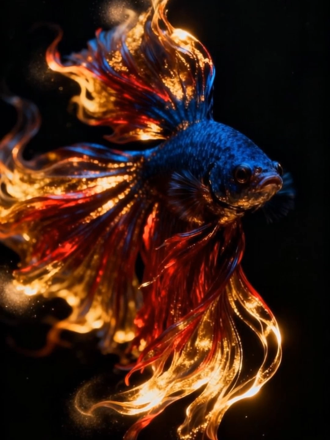 Live Wallpaper | Fire Dancer of the Deep #bettafish #magical #livewallpaper #fantasyvibes #mesmerizing #ai #wallpapervideo #fyp