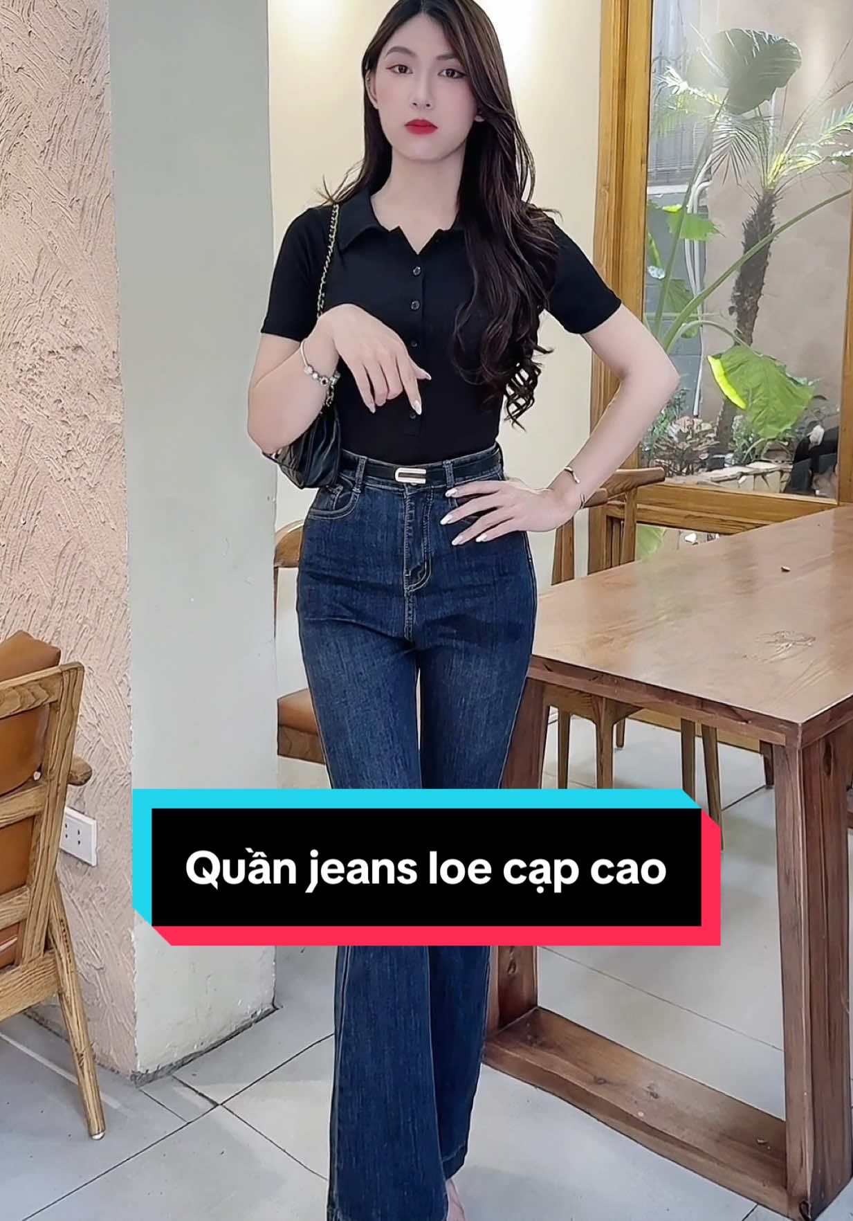 Quần jeans loe cạp cao hack dáng #quanjean #quanjeannu #quanjeanongloe #quanongloecapcao #thoitrangnu 
