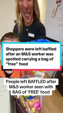 Shoppers were left baffled after an M&S worker was spotted carrying a bag of “free” food, sparking questions over how it was obtained. Some wondered whether the items had been marked down or genuinely given away, as the incident comes amid scrutiny of the retailer’s waste practices. M&S has faced criticism in recent months for discarding unsold food rather than donating it to food banks, adding fuel to the debate over corporate responsibility and food waste. #mands #FoodTok #supermarket 