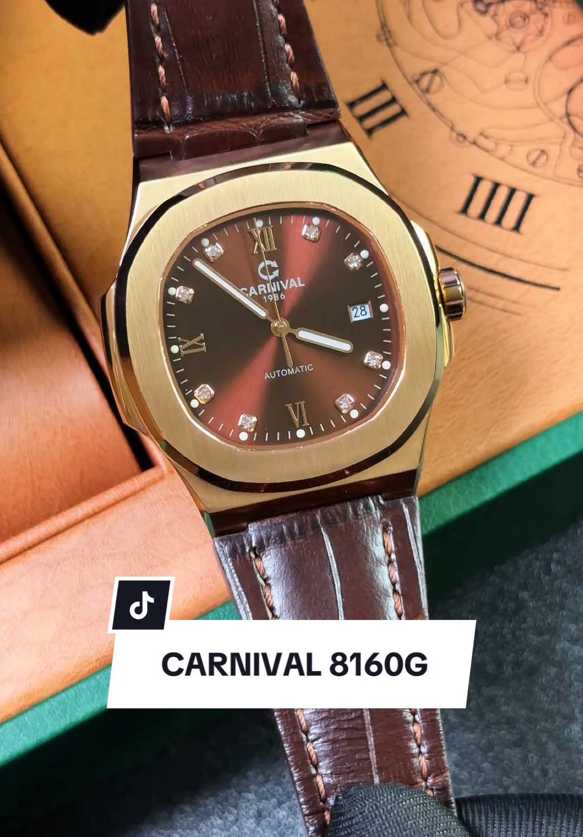 CARNIVAL 8160G Phiên bản mix nâu vàng cực cuốn. Còn gì mà không nhấc luôn các bác ơi !!! #toanwatchrv #carnival #donghonam #donghocarnival #carnival8160g 