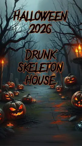 🎃 The Drunk Skeleton House is back for 2026 Halloween 👻🍻 Friday Halloween = elite 🔥 Make Halloween Great Again 🇺🇸 And yeah… trunk or treats are stupid 😤 #Halloween2026 #DrunkSkeletonHouse #MakeHalloweenGreatAgain #SpookySeason #FridayHalloween