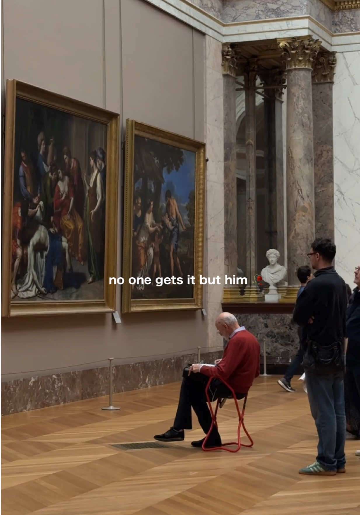 while everyone is fighting for the mona lisa, we have someone devotedly admiring the essence behind the abduction of helen ❤️‍🩹  it’s one of those moments that i’m just so mad at myself for not knowing french - but with my broken french and making sense of everything he has said, he truly admires this piece of art that he had to sketch it himself.  (i sobbed bc i can’t see elderlies doing human wholesome things 😭🤍)  #louvre #paris #art #oilpainting #theabductionofhelen 