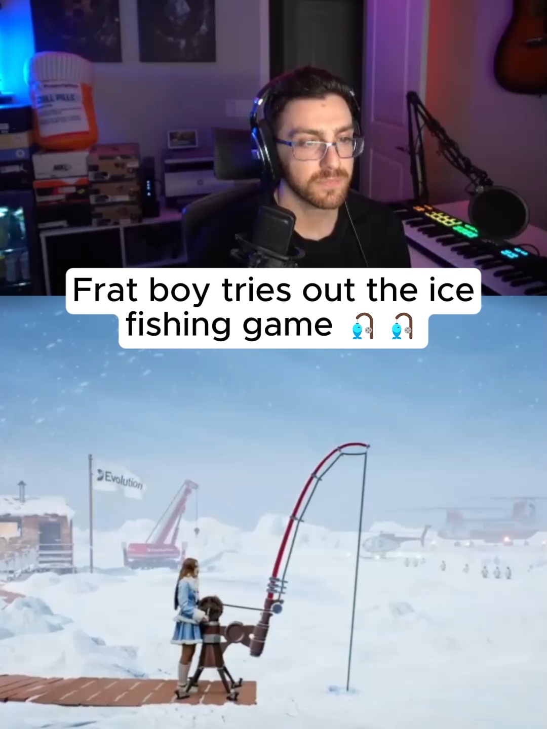 Frat boy tries out the ice fishing game 🏆🎣 #kickstreaming
