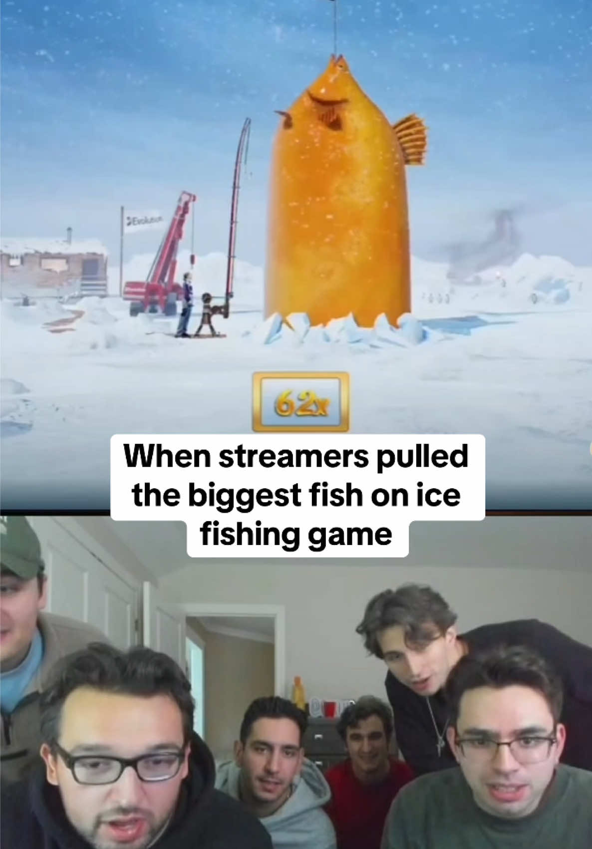When streamers pulled the biggest fish on ice fishing game #streamer #kickstreaming #рыбалка 