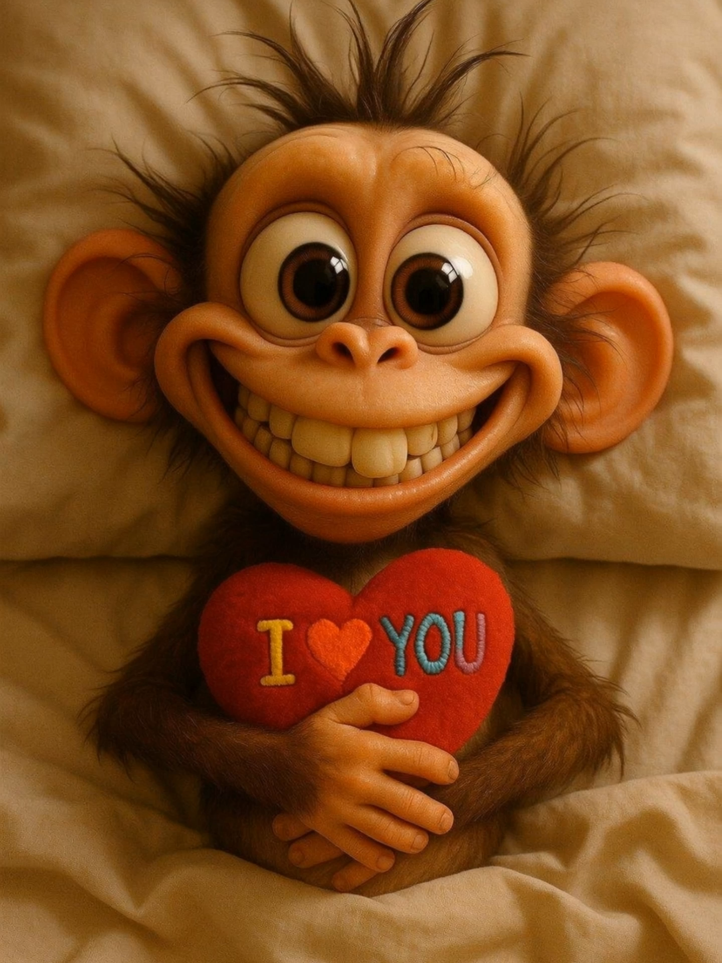 Monkey Love Attack 🐒❤️ #cutemonkey #iloveyou #happymonkey #romanticvibes #livewallpaper #feelgoodvibes #heartvibes #ai #fyp