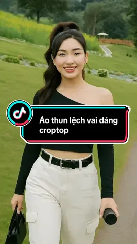 Áo thun nữ dài tay áo lệch vai in số 22 dáng croptop ôm body mặc xinh #aothun #aocroptop #aoxinh  #aolechvai #thoitrang 