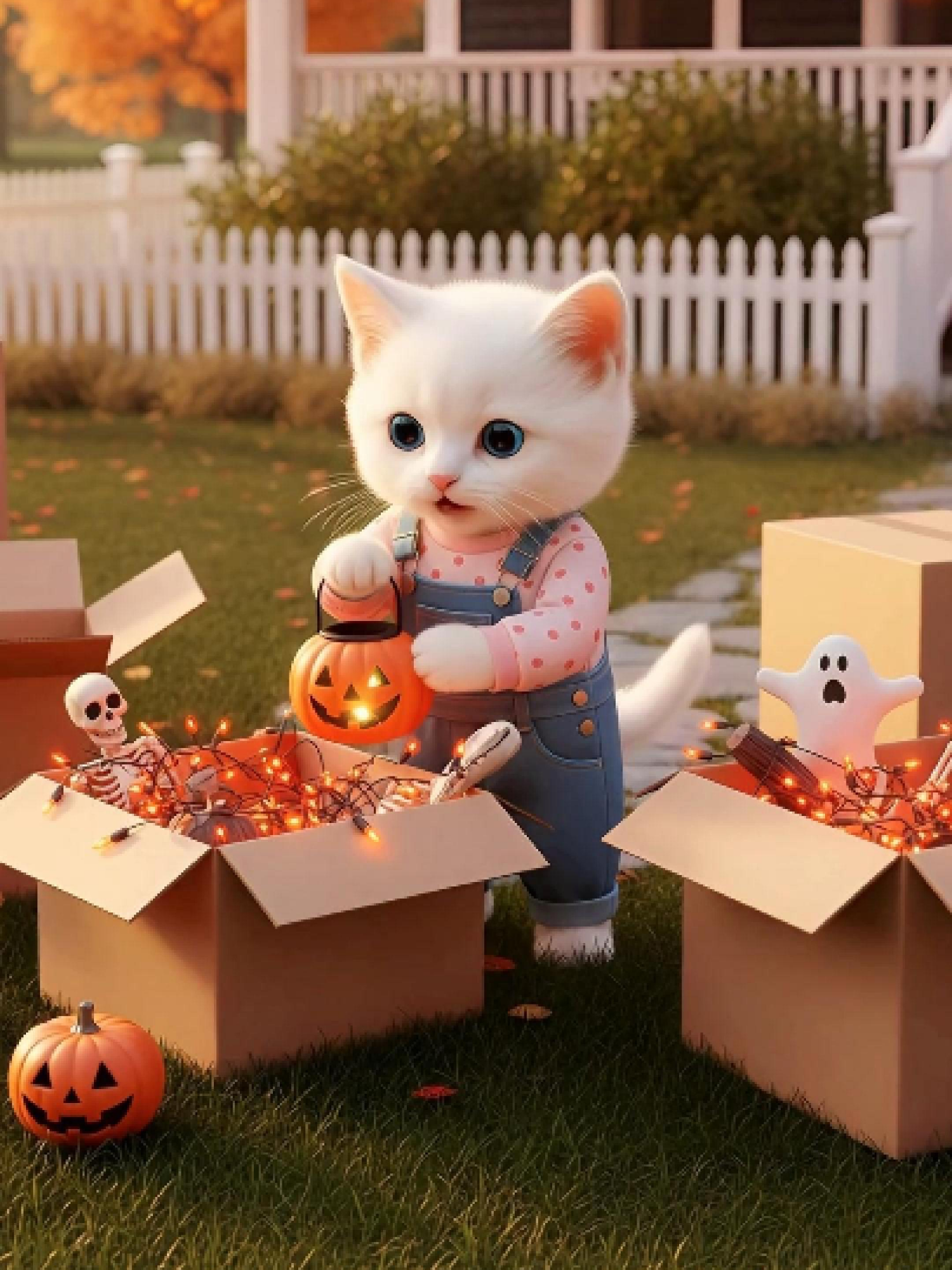 🎃 Cute cat gets ready for Halloween night! 👻💛😸  #cutecats #cutevideos #catlovers #foryoupage❤️❤️ #viral_videos #fyppppppppppppppppppppppp #halloweenlook #halloweencostume #halloweennight #cutehalloween