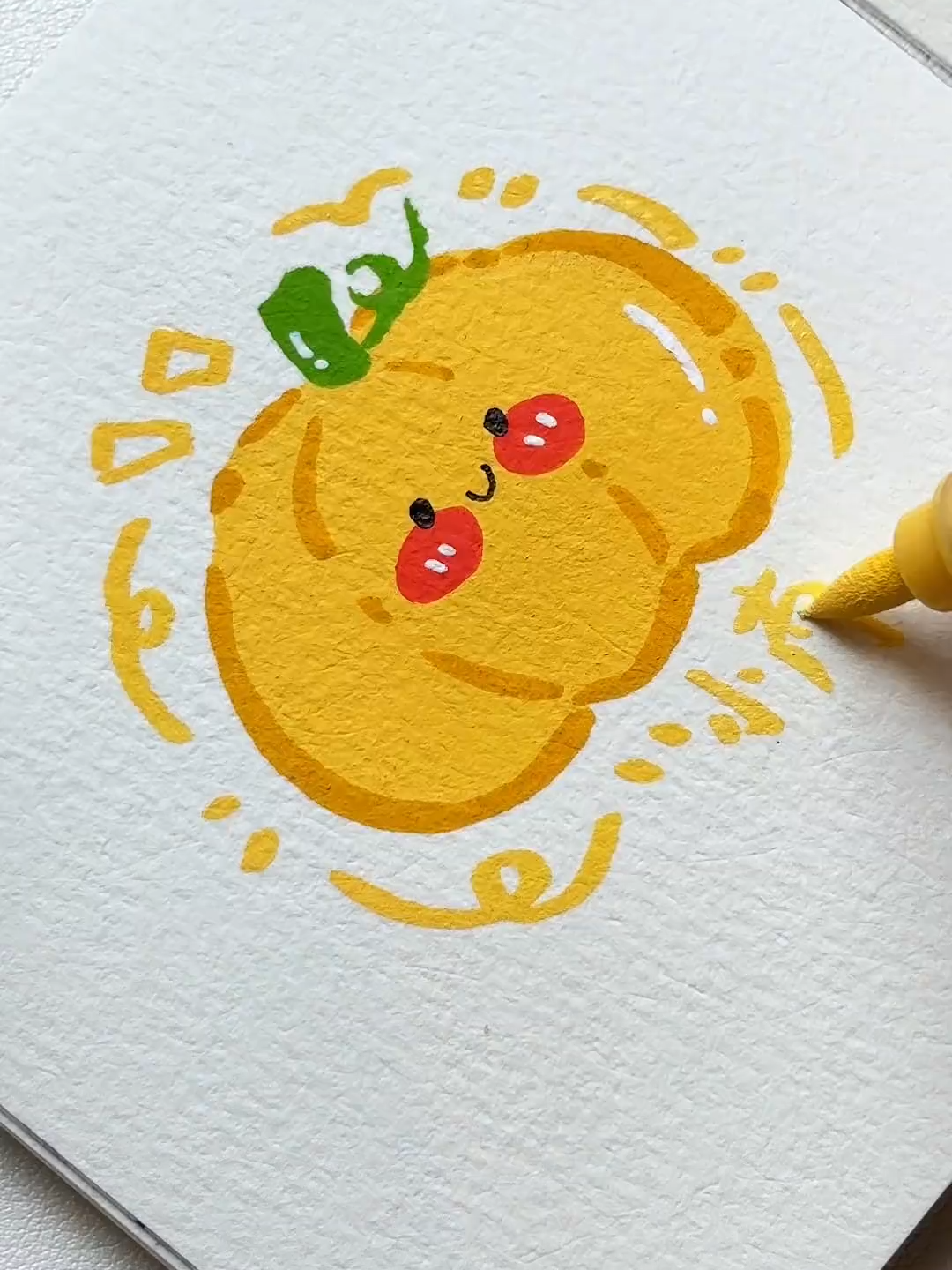 沉浸式畫畫｜小南瓜 #丙烯馬克筆 #簡筆畫 #轉發 #分享