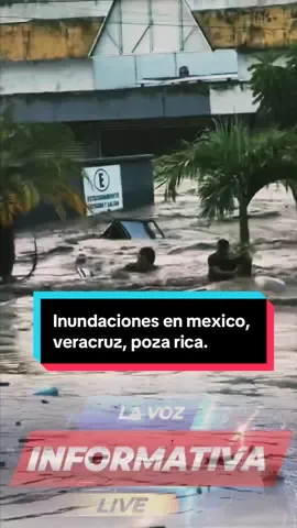 Poza Rica, Veracruz bajo el agua. Personas atrapadas en sus vehículos y otras en los techos de sus casas, así se vive la emergencia. Necesitan apoyo con urgencia.  #inundaciones #lluvia #mexico #veracruz #viral 