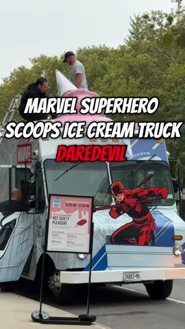 Marvel superhero scoops ice cream truck Daredevil #marvel #icecreamtruck #comiccon #Daredevil #nyc 
