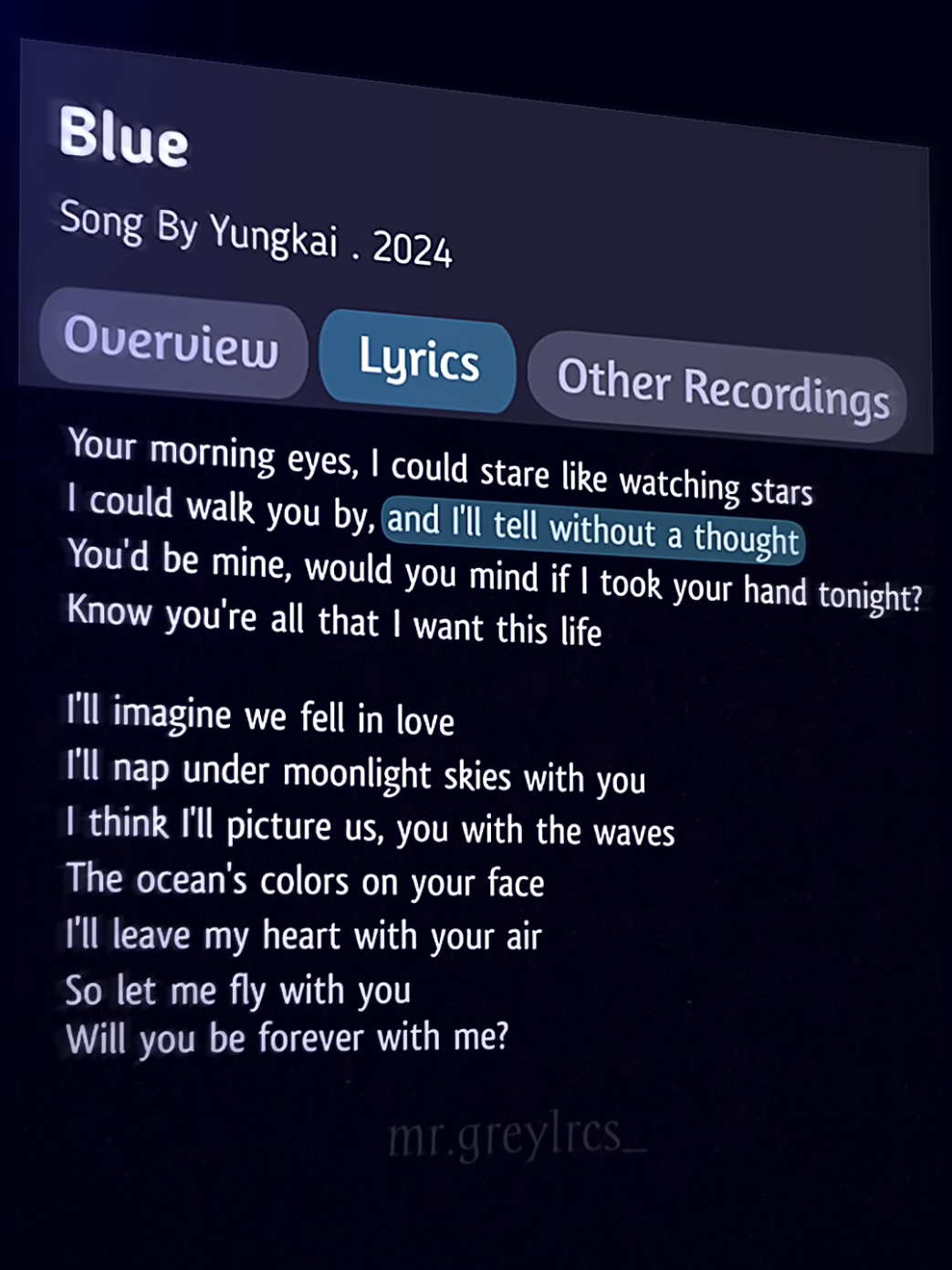 Blue(karaoke)🎧🎤 #lyrics #music #foryou #fyp #fypage 