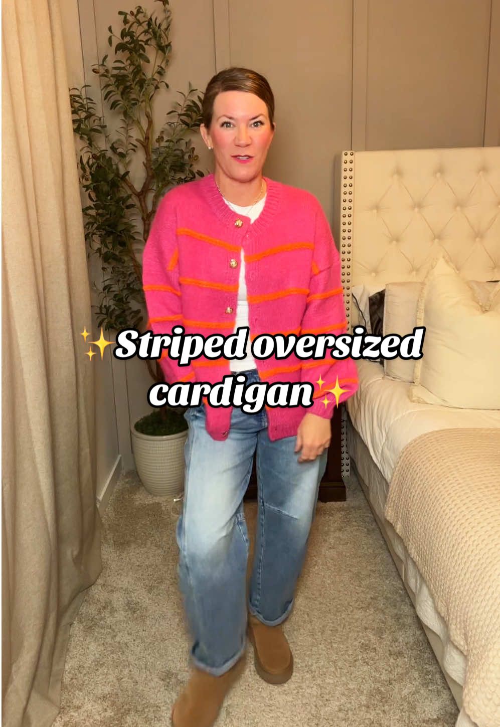 This striped cardigan is so comfy, soft and perfectly oversized!!😍🩷🩷 comes in multiple color options! #cardiganoutfit #cardigans #knitcardigan #sweaterstyle #falldealsforyoudays 