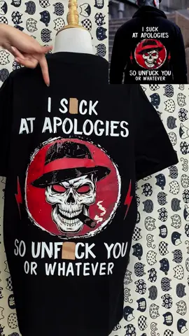 I SUCK AT APOLOGIES SO UNFUCK YOU OR WHATEVER Smoking Skull Print Men's Hoodie