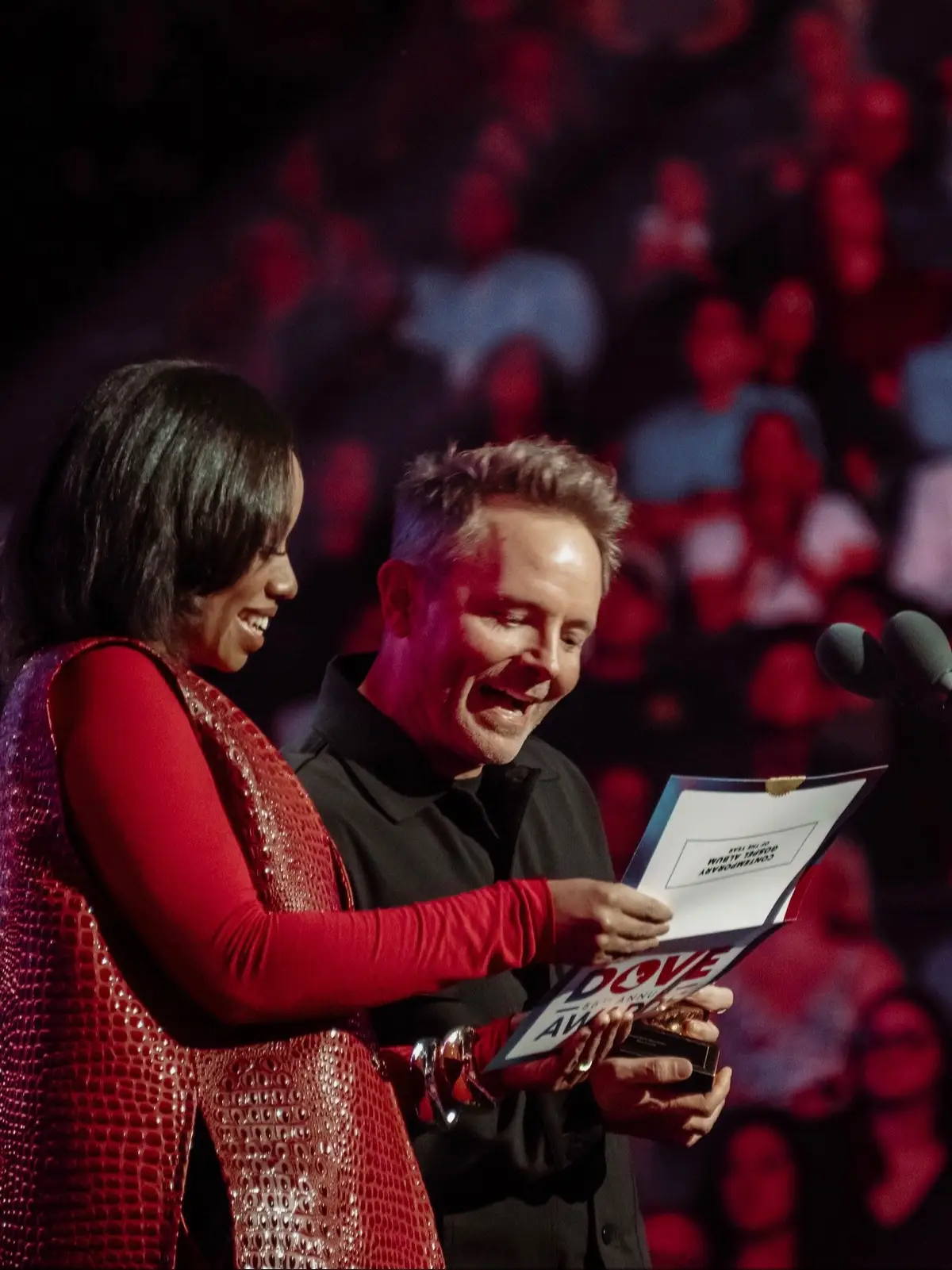 I’m so thankful I got to be apart of this year’s @GMA Dove Awards presenting with @Chris Tomlin! And I love celebrating my friends who are using their music to spread the gospel! Styled and designed by Grover DuBose and got to be there with my brother @judahjonesmusic. 🤍 For those who missed the live tele-cast of the GMA Dove Awards on TBN and TBN+ App on Friday, October 10, the rebroadcast will air on Friday, October 17 at 7:30p.m. and 10:00p.m./ET and simulcast on @siriusxm The Message.