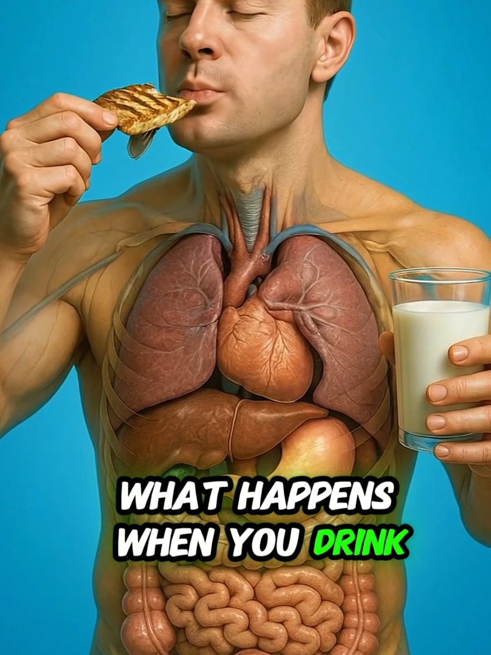 Science in action. What happens while drinking milk after eating fish inside of your body? #humanbody #anatomy #health #sciencetok #aiart 