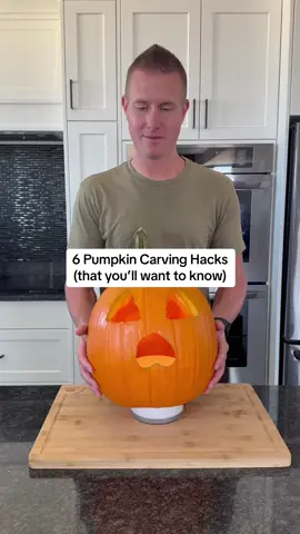 PUMPKIN CARVING HACKS 🎃✨ You’ll want to have all these hacks ready for pumpkin season. Which one have you done before? ✨ 1. Cut off the bottom instead of the top.. it’s easier to handle, looks nicer, can easily be set over a candle and you can steady out a wobbly pumpkin ✨2. Use a hand mixer to loosen all the strings and easily remove all the guts ✨3. Use a red dry erase marker to sketch your design. It can easily be erased after you’re done or if you make a mistake. **tip: use a microfiber cloth ✨4. Use cookie cutters and a mallet if you don’t want to struggle cutting your design with a knife ✨5. Use Vaseline on all the cut edges to lock in the moisture and make your pumpkin last longer ✨6. Sprinkle cinnamon inside your Jack-o-lantern to make it smell like a pumpkin pie #pumpkin #hack #jackolantern