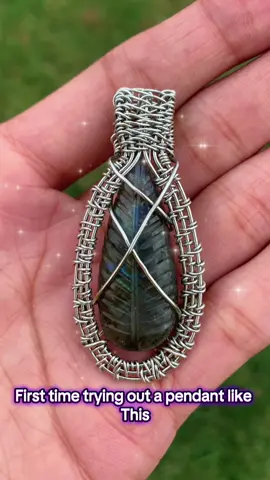 I’ve been spending a lot of time watching lives and yt videos to improve my skills on wrapping pendants. This took me 2 hours and I couldn’t be more proud of the results. 🤭 This pendant features a carved labradorite stone, my fav. 😍  #handmade #pendant #wirewrapped #crystalsforbeginners #craft  