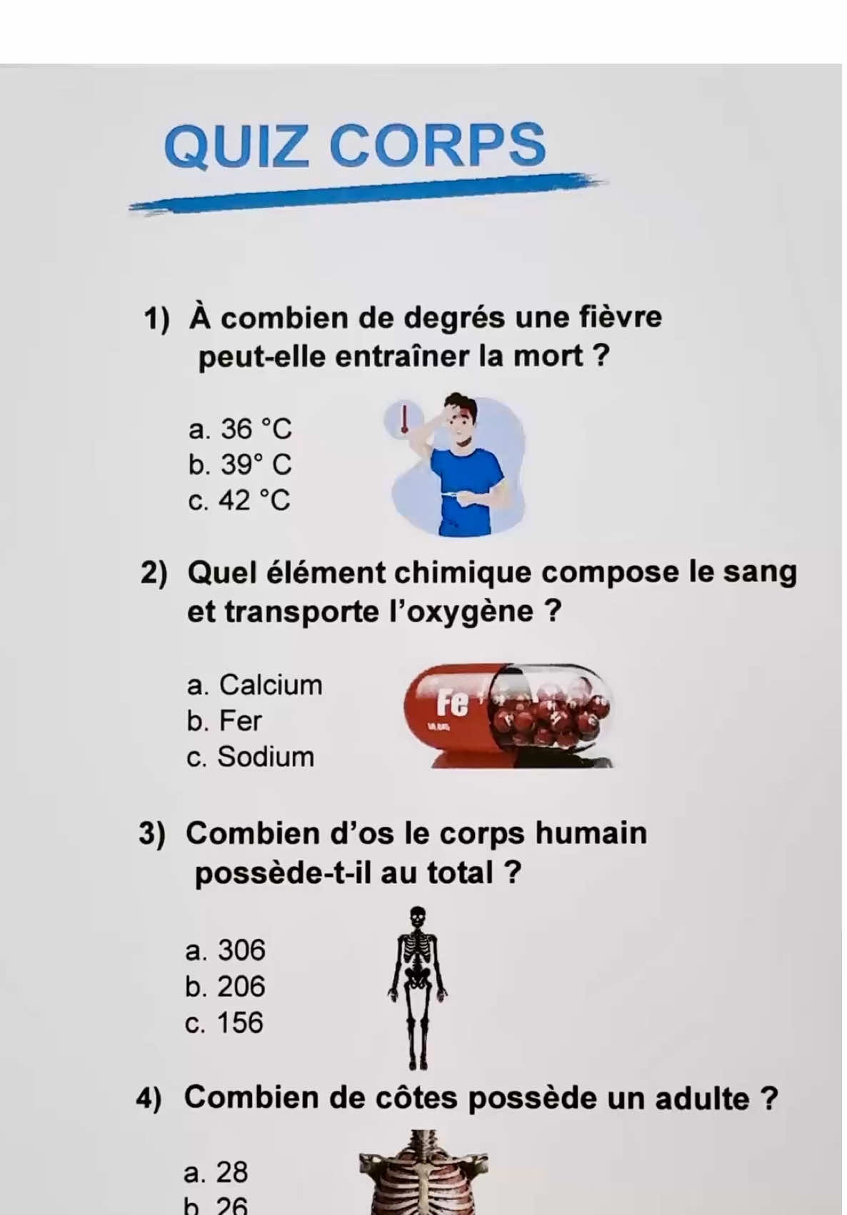 Des questions pour tester vos connaissances sur le corps humain !#quiz #questions #corps #iq #france