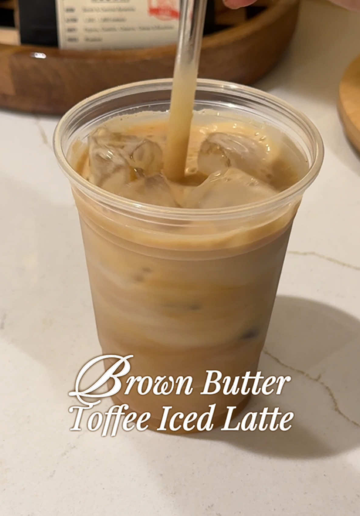 Brown Butter Toffee Iced Latte 😛 Sooo good!  Recipe: 1 tbsp of Monin’s Brown Butter Toffee  syrup 1 tbsp of brown sugar Double shot of espresso Glass of ice + your choice of millk 🤎🤎🤎🤎 #icedlatte #coffeerecipes #coffeeathome 