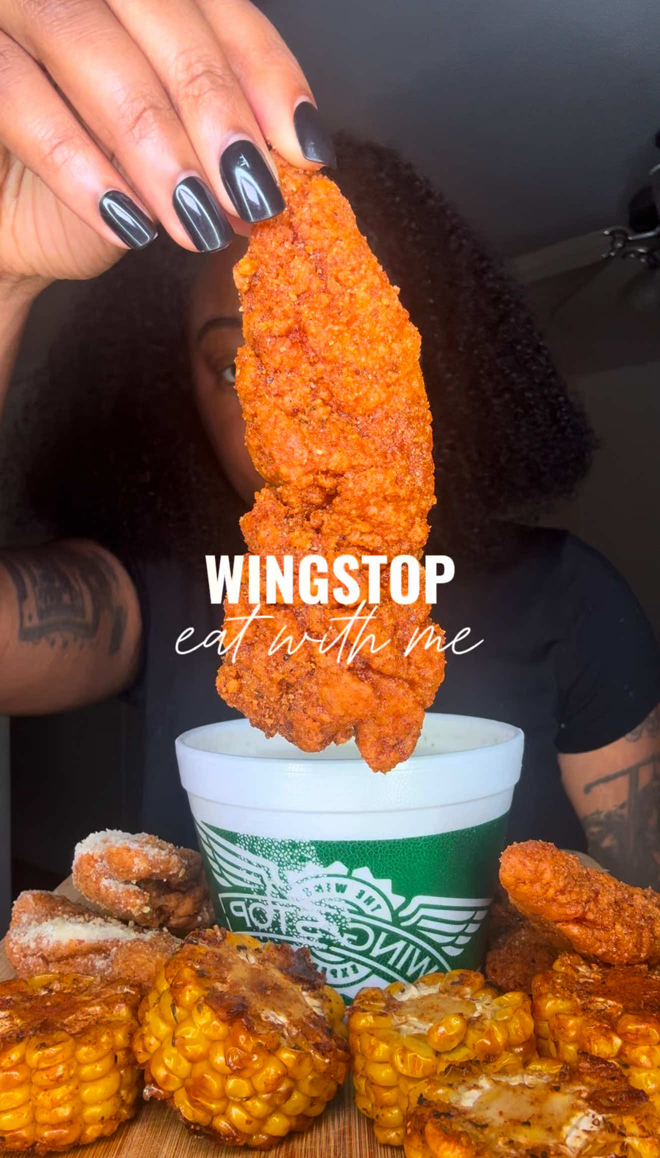 hot honey rub & garlic Parmesan tenders either Cajun 🌽  Happy Saturday 🖤 #mukbang #eatwithme #Foodie #wingstopmukbang #wingstop 