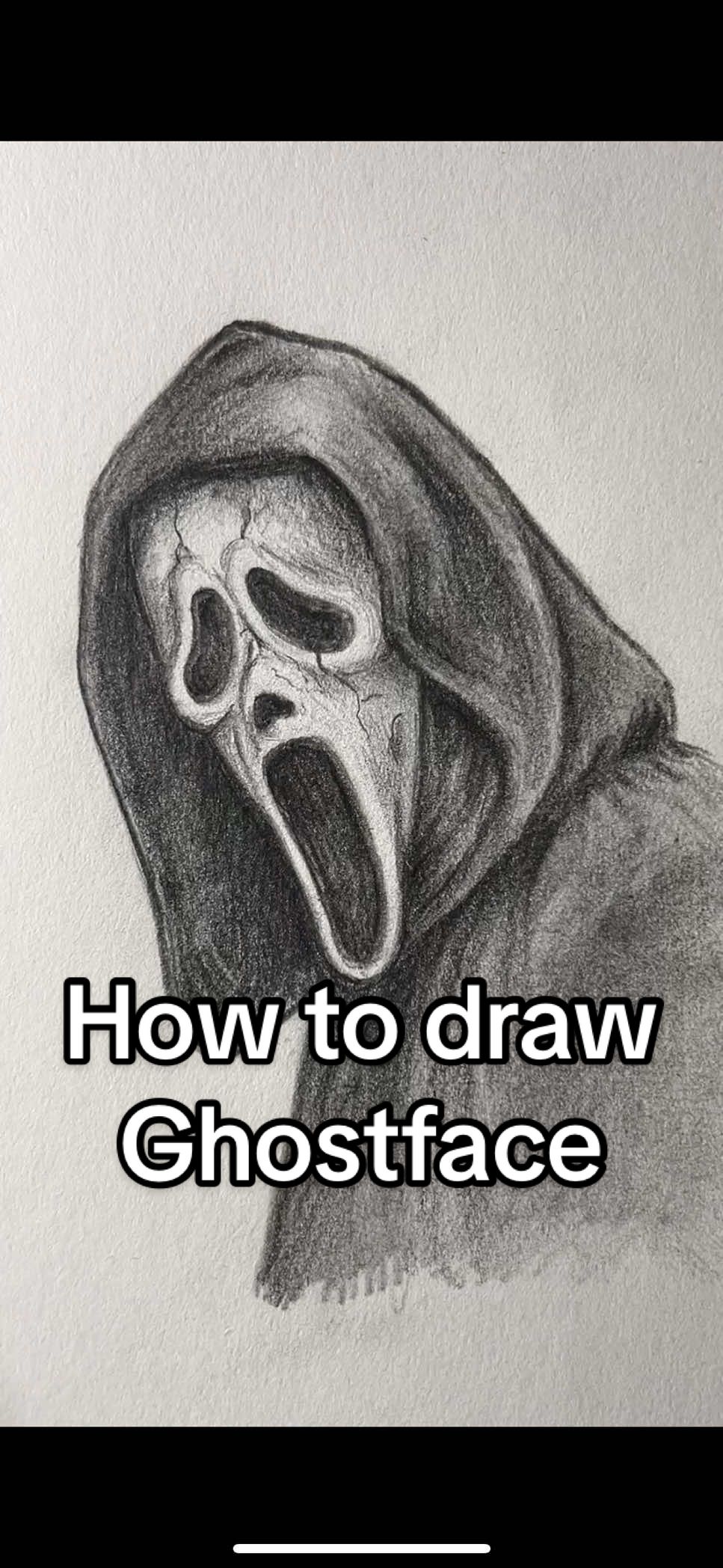 Replying to @🥟 How to draw Ghostface from Scream! Who should I draw next? #art #artistoftiktok #ghostface #halloween #horror  how to draw Halloween horror art drawing tutorial
