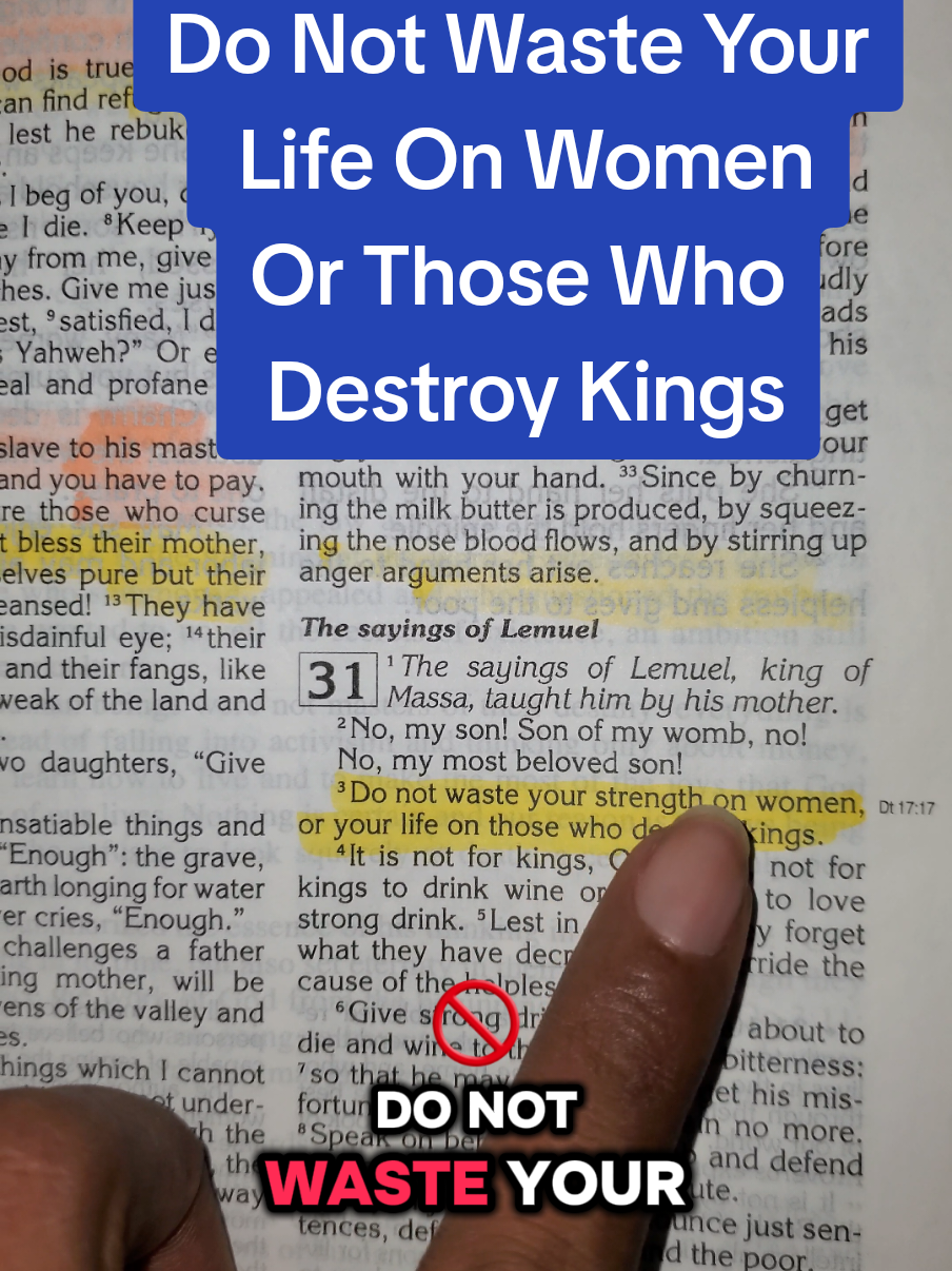 Do Not Waste Your  Life On Women Or Those Who  Destroy Kings Proveebs 31:3 #bible #jesus #christiansoftiktok #fyp 