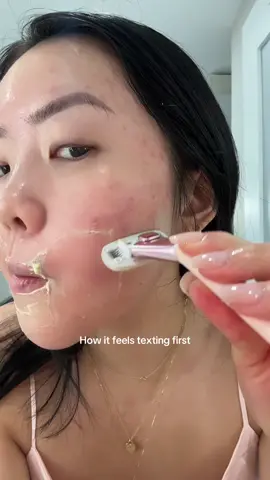 How it feels texting first: 😭🙏 I didn’t have shaving cream so I used a face mask 😛