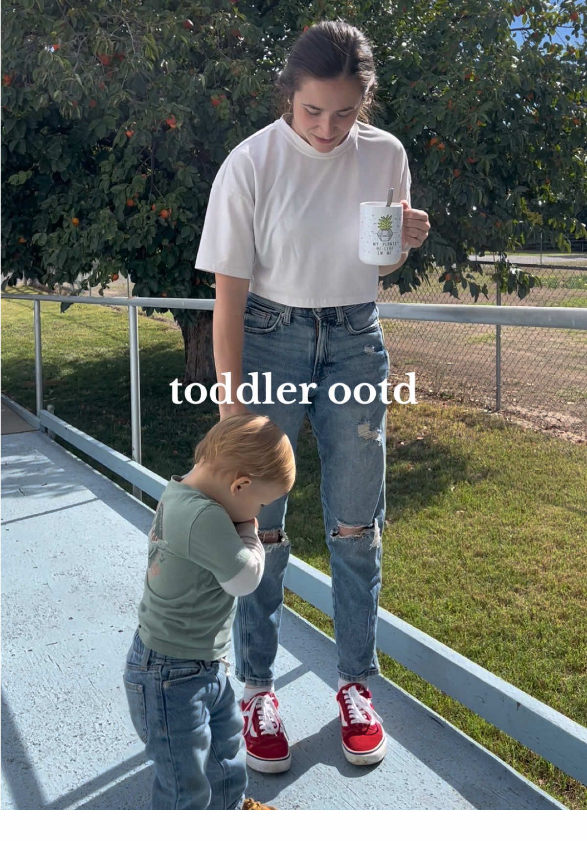 just a little momma/son ootd. I’m obsessed with his barrel jeans 🥹🥹 • • • #toddlerfashion #sahmoutfit #OOTD #barreljeans 