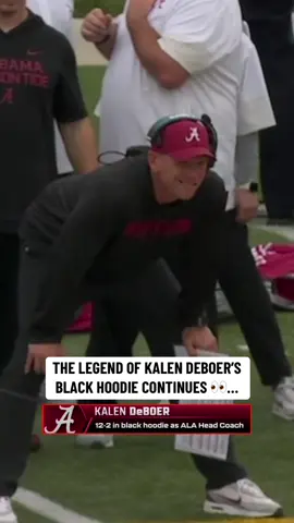 Bama improves to 12-2 when Kalen DeBoer wears a black hoodie 😮 #cfb #CollegeFootball #football #alabama #kalendeboer 