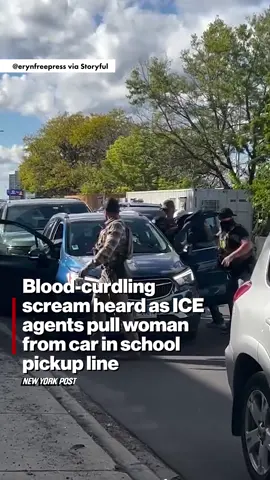 A blood-curdling scream erupted as ICE agents pulled a woman from her car in a school pickup line, shocking parents and onlookers at the scene.